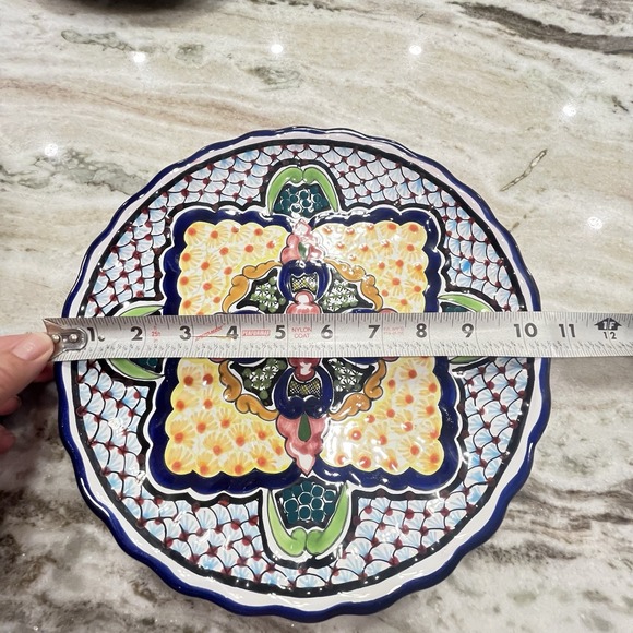 Handpainted Handmade‎ Talavera Art Pottery Wall Plate 10.5" Floral Signed - Picture 6 of 6
